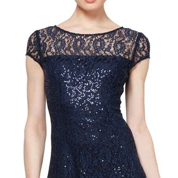 Navy blue size 12, new with tags Mother of the Bride/Groom dress-Lace & Sparkles - Picture 3 of 6